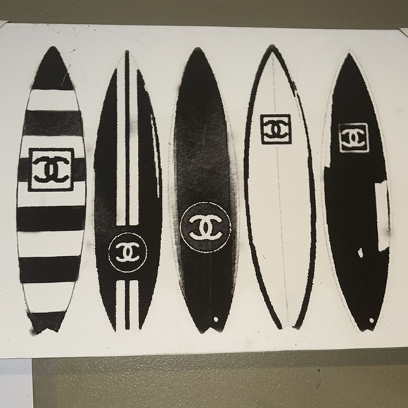 CHANEL Surfboard Art in Black and White - Picture 1 of 5